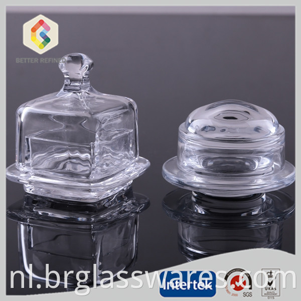 clear glass butter dish
